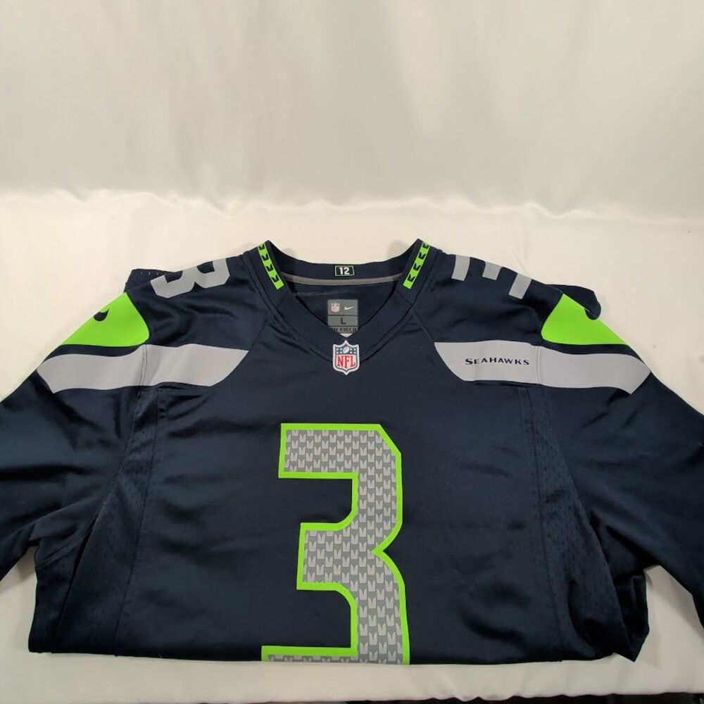 Nike Russell Wilson #3 Seattle Seahawks On Field NFL Jersey Mens Large